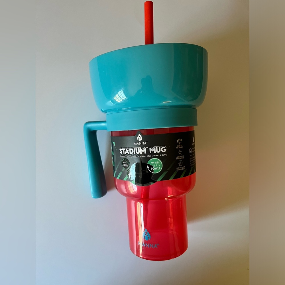 Blue and red stadium to go cup